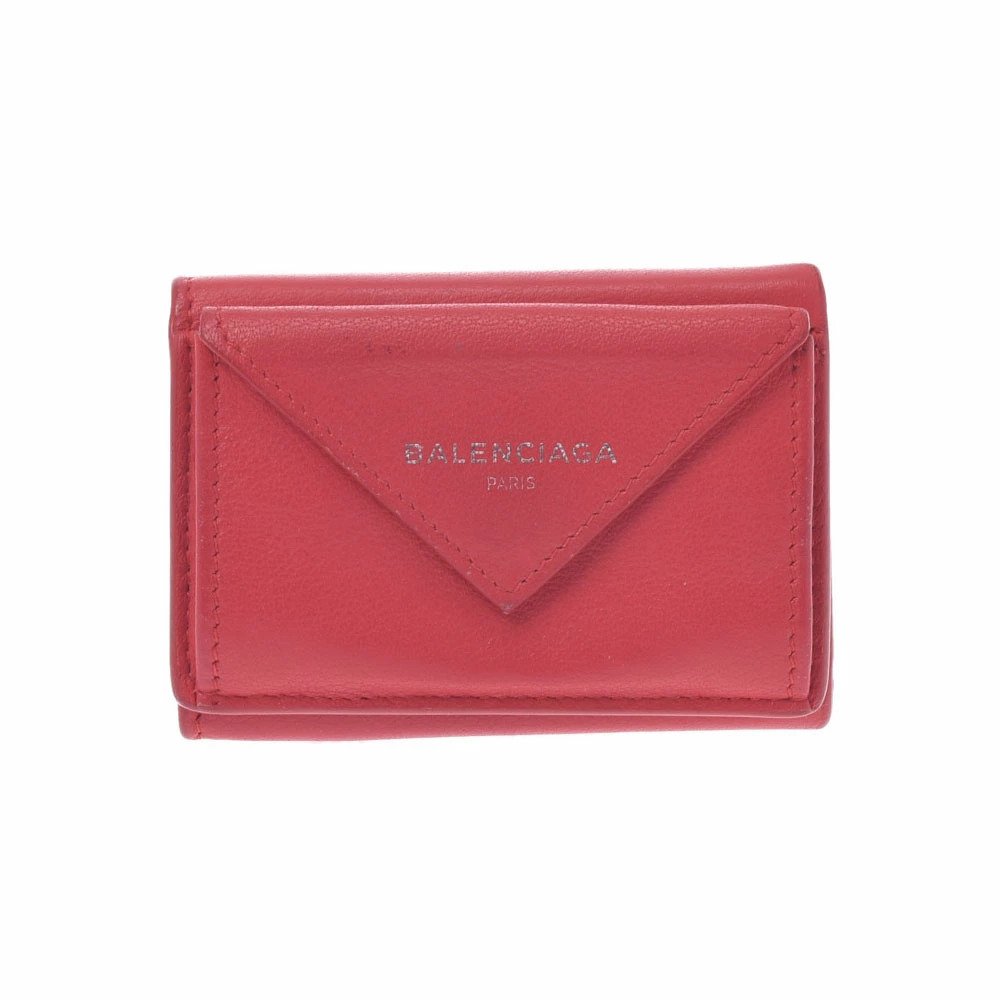 BALENCIAGA Paper Wallet Red Calf Tri fold